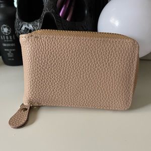 3/$15 Zippered Wallet with Card Slots Beige Tan Faux Leather Vegan Leather